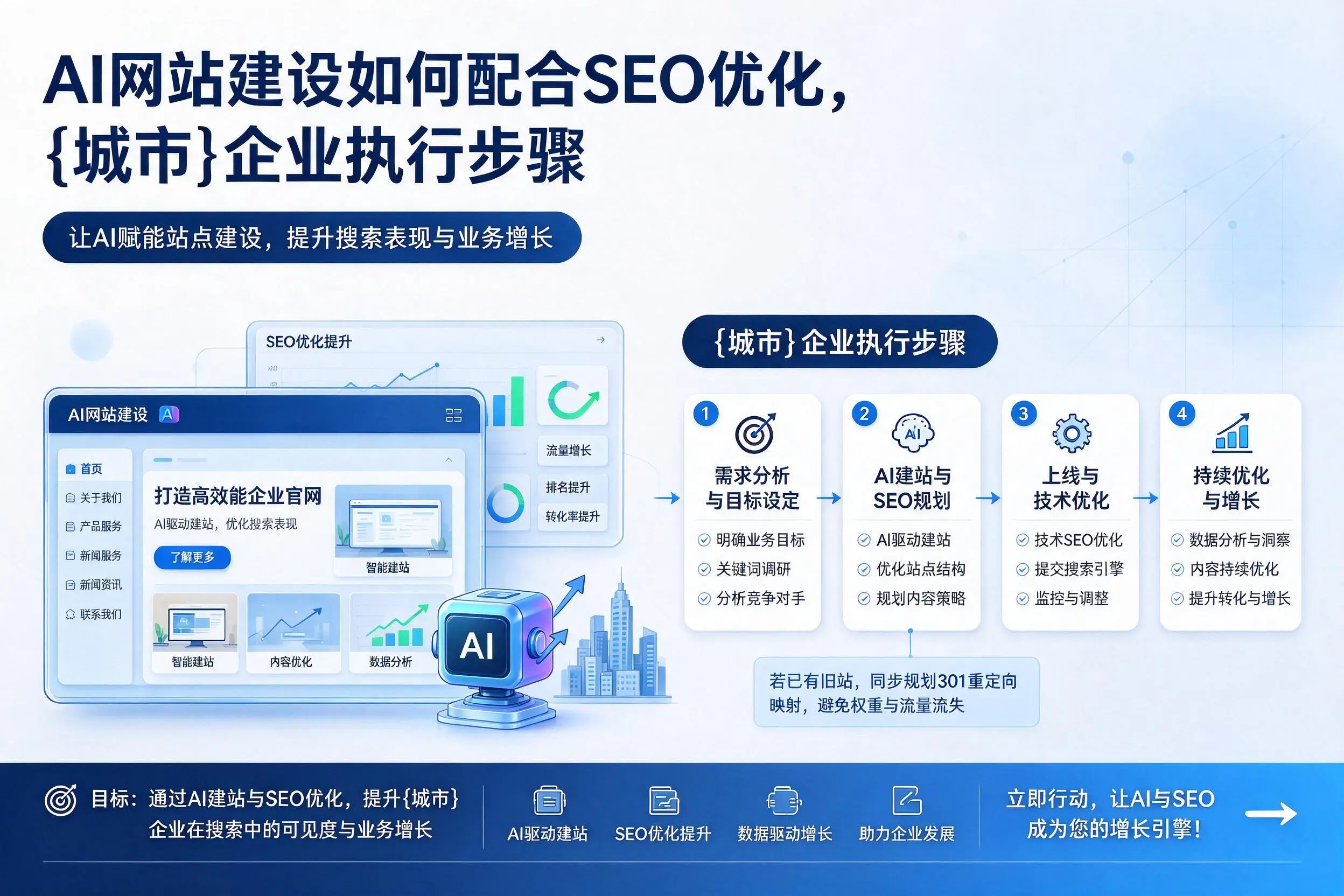 AI网站建设如何配合SEO优化,通辽企业执行步骤