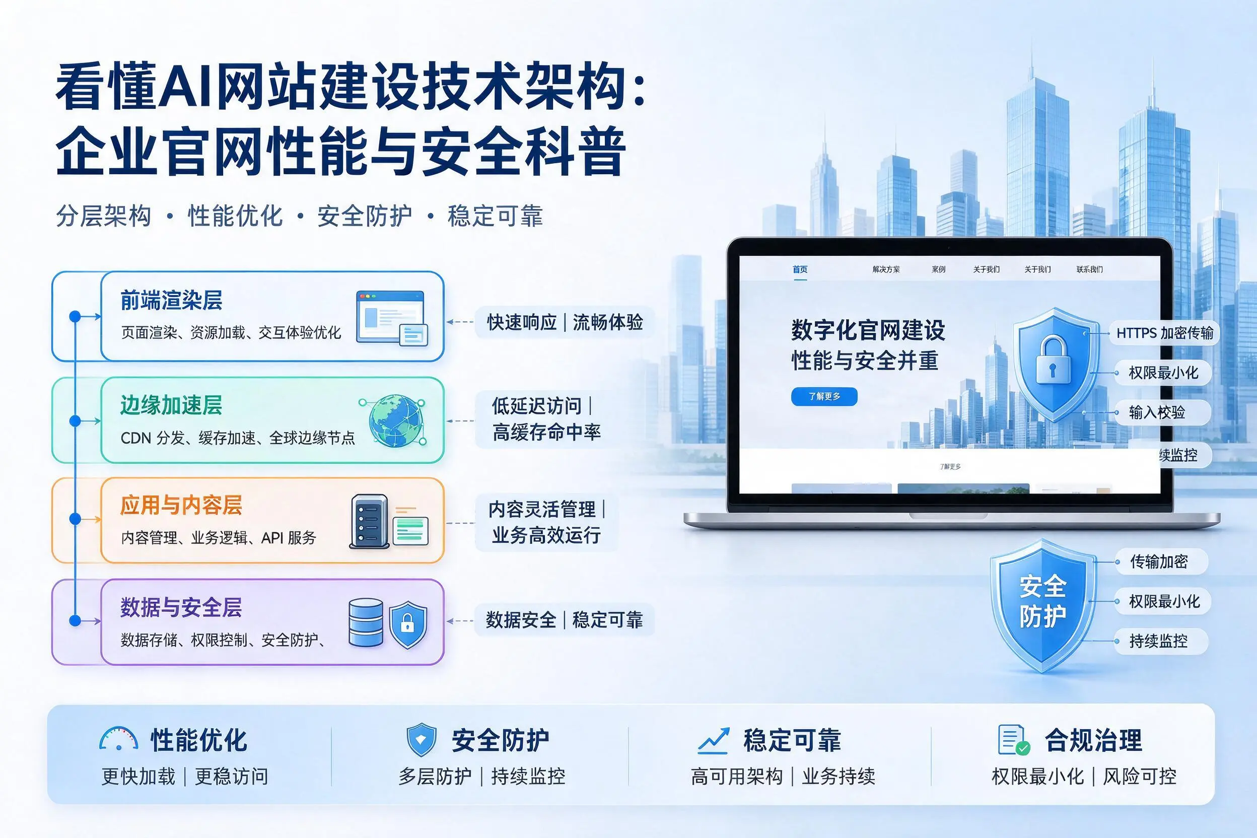 看懂AI网站建设技术架构：通辽企业官网性能与安全科普
