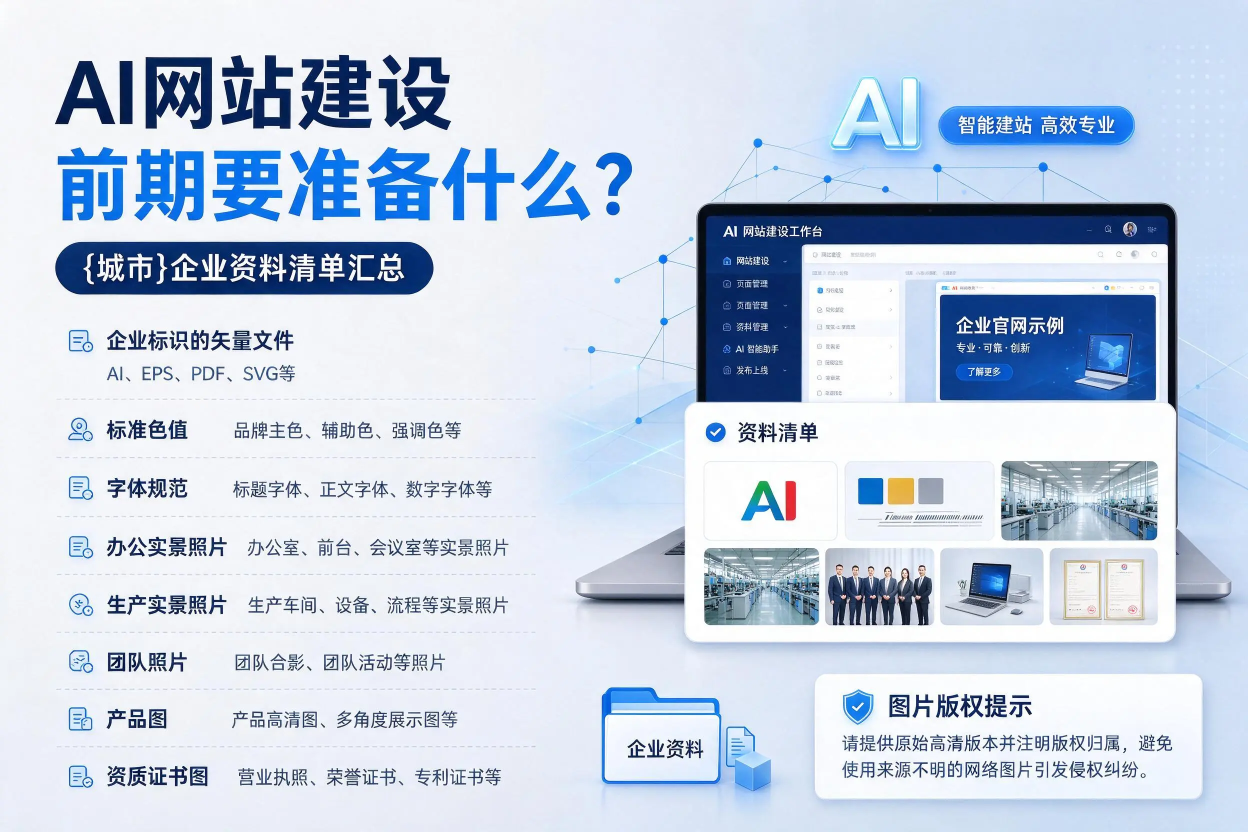 AI网站建设前期要准备什么？通辽企业资料清单汇总
